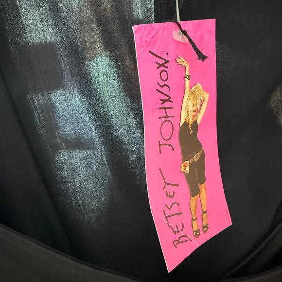 BETSEY JOHNSON | Black Vegan Liquid Leather Wrap Dress | Deep V Plunge | NWT | L - Picture 8 of 11